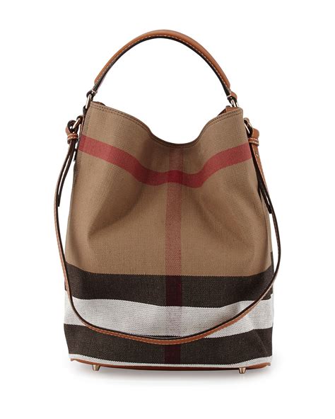 replika burberry ashby medium canvas calfskin hobo bag brown|Burberry Handbags .